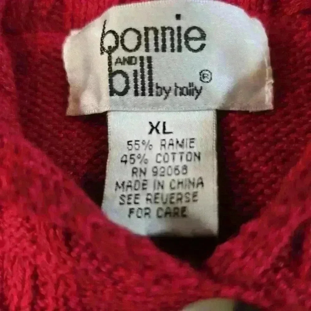 Vintage Sweater Bonnie & Bill Ramie Cardigan Fair Isle Womens XL Festive Nordic - Picture 12 of 16